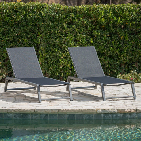Myers Outdoor Mesh Chaise Lounge (Set of 2) by Christopher Knight Home