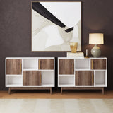 Nathan James Ellipse White Cube Storage with Display Shelves and Cabinet Doors