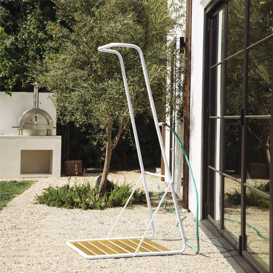 The Novogratz Poolside Gossip Collection Rainey Outdoor Shower with XL Base and Waterfall Bar