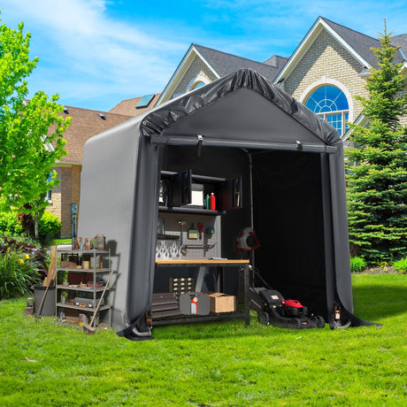 Outdoor Storage Shed and Carport Canopy: Portable Shelter for Bikes, Motorcycles, and Garden Storage