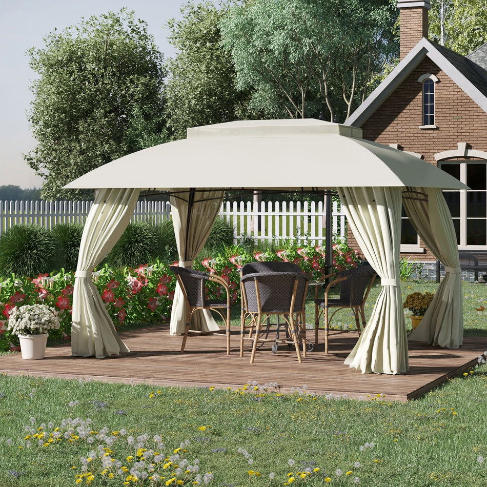 Outsunny 10' x 13' Patio Gazebo Outdoor Canopy Shelter with Sidewalls, Double Vented Roof, Steel Frame