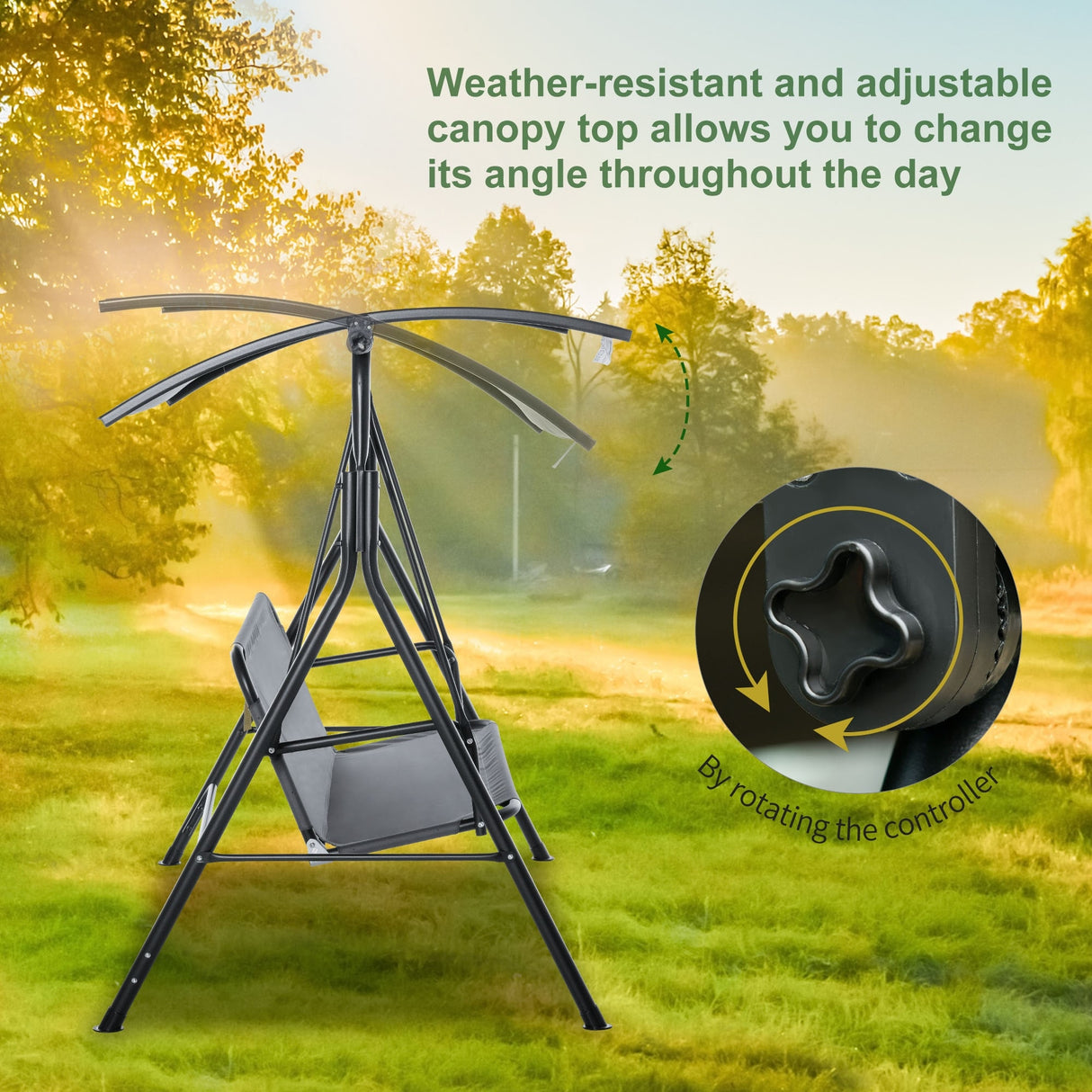 Outsunny 3-person Comfortable Porch Swing with Adjustable Tilt Canopy