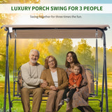 Outsunny 3-person Comfortable Porch Swing with Adjustable Tilt Canopy