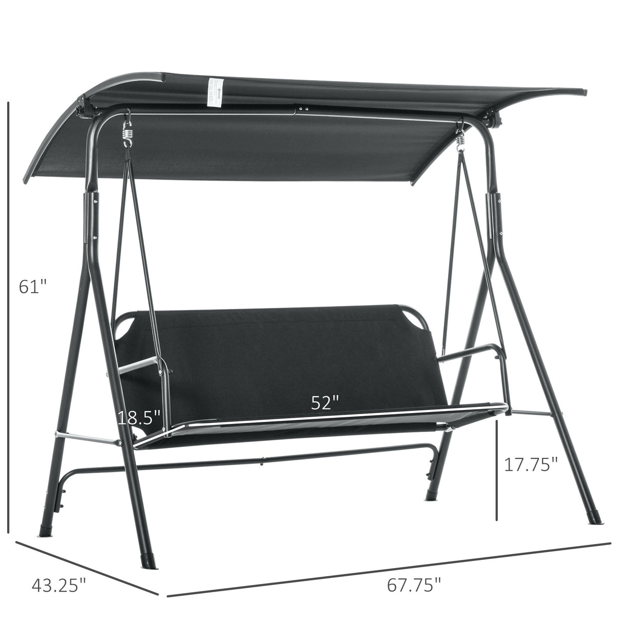 Outsunny 3-person Comfortable Porch Swing with Adjustable Tilt Canopy