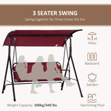 Outsunny 3-person Comfortable Porch Swing with Adjustable Tilt Canopy