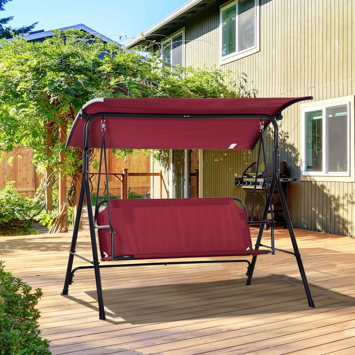 Outsunny 3-person Comfortable Porch Swing with Adjustable Tilt Canopy