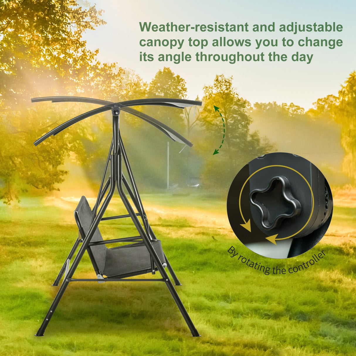 Outsunny 3-person Comfortable Porch Swing with Adjustable Tilt Canopy