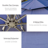 Outsunny 9' 2-Tier Cantilever Umbrella with Crank Handle, Cross Base and 8 Ribs, Garden Patio Offset Umbrella