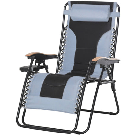 Outsunny Adjustable Zero Gravity Lounge Chair with a Folding Design, Convenient Cup Holders, & Durable Material