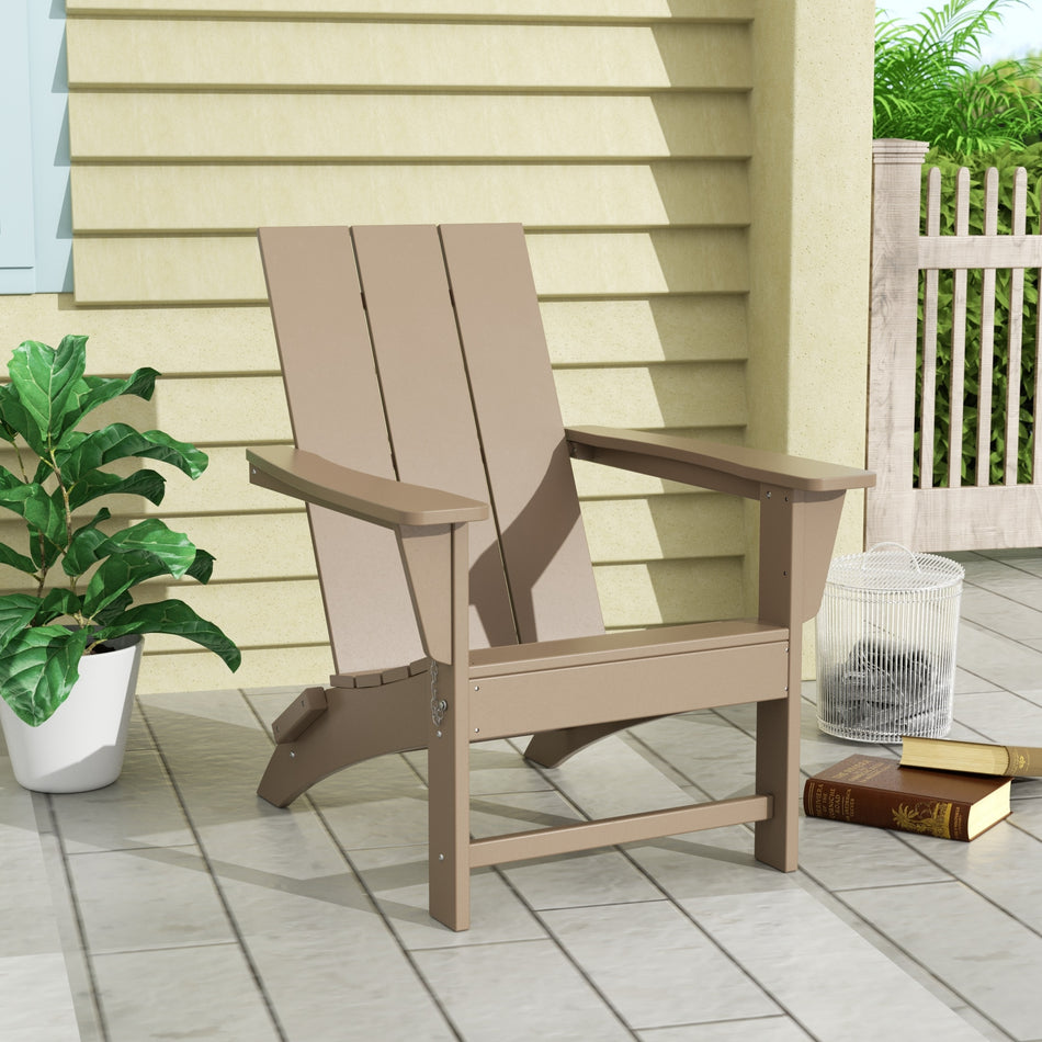 Polytrends Shoreside Modern Eco-Friendly All Weather Poly Folding Adirondack Chair