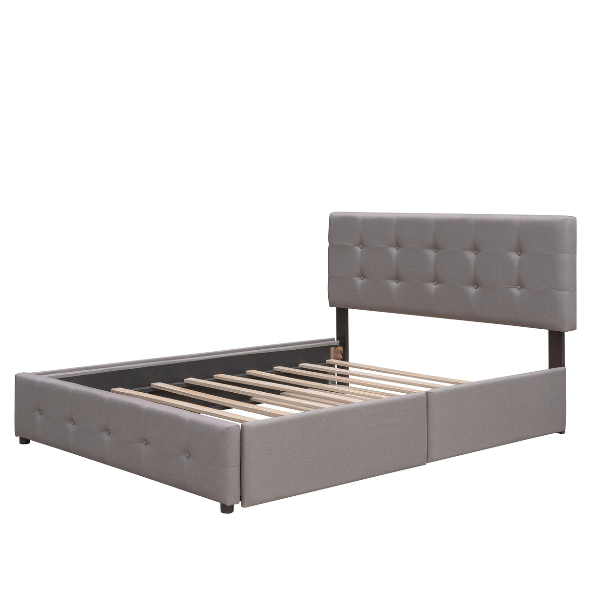 Queen Linen Fabric Platform Bed Upholstered Bed Frame, Light Gray ...