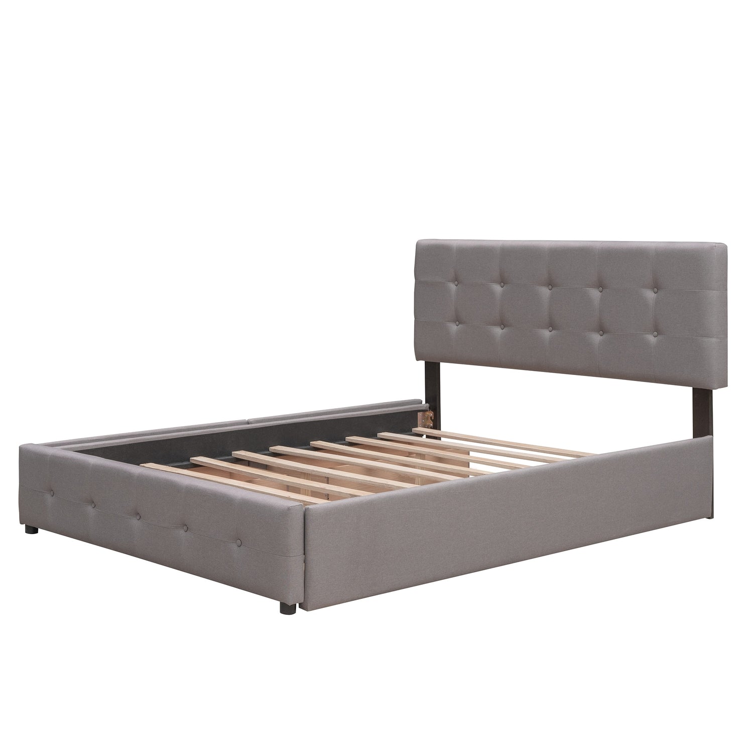 Queen Linen Fabric Platform Bed Upholstered Bed Frame, Light Gray ...