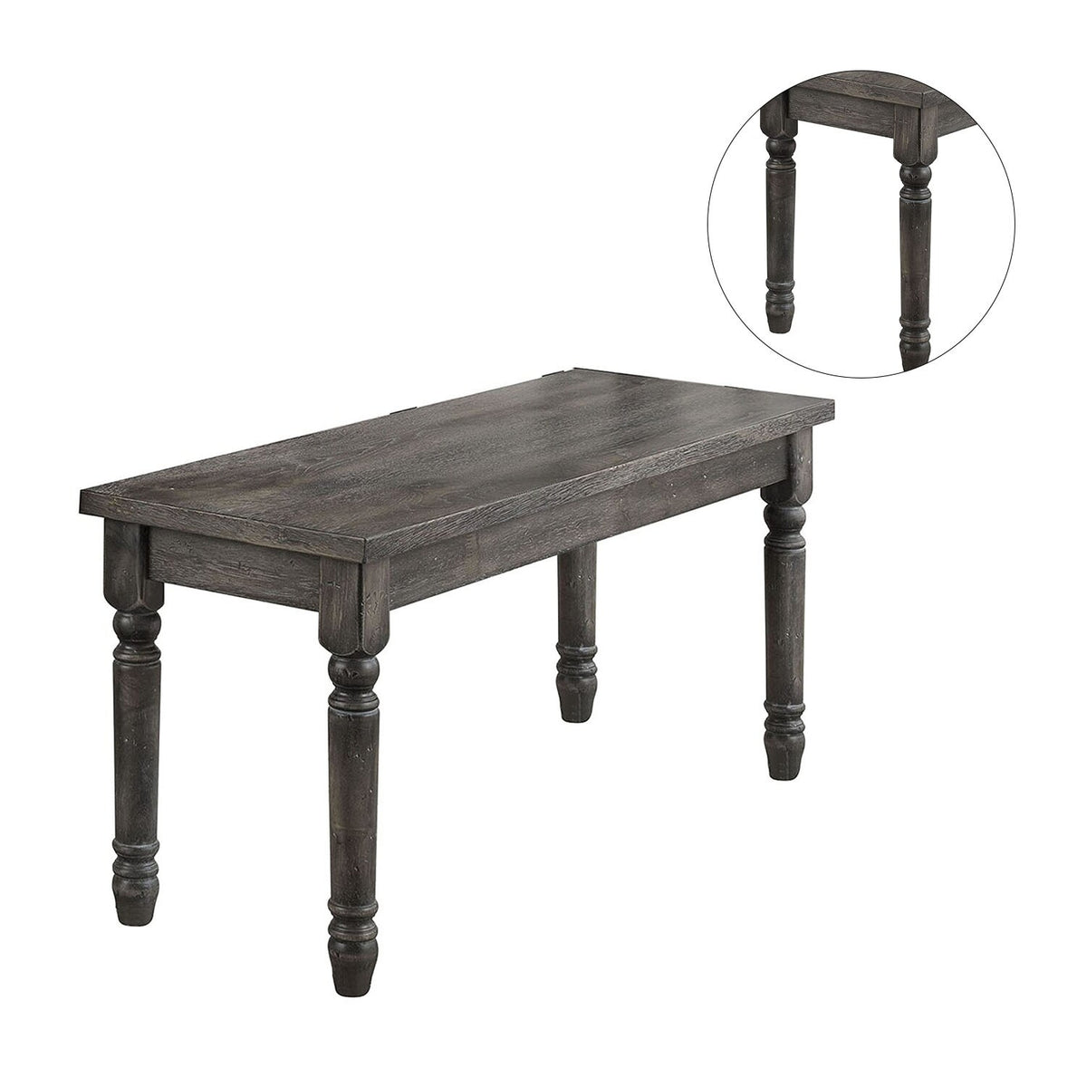 Rectangular Wooden Bench in Weathered Gray – Overstock