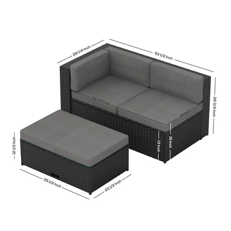 Rhodes Outdoor Cushioned Wicker / Rattan Sectional Sofa