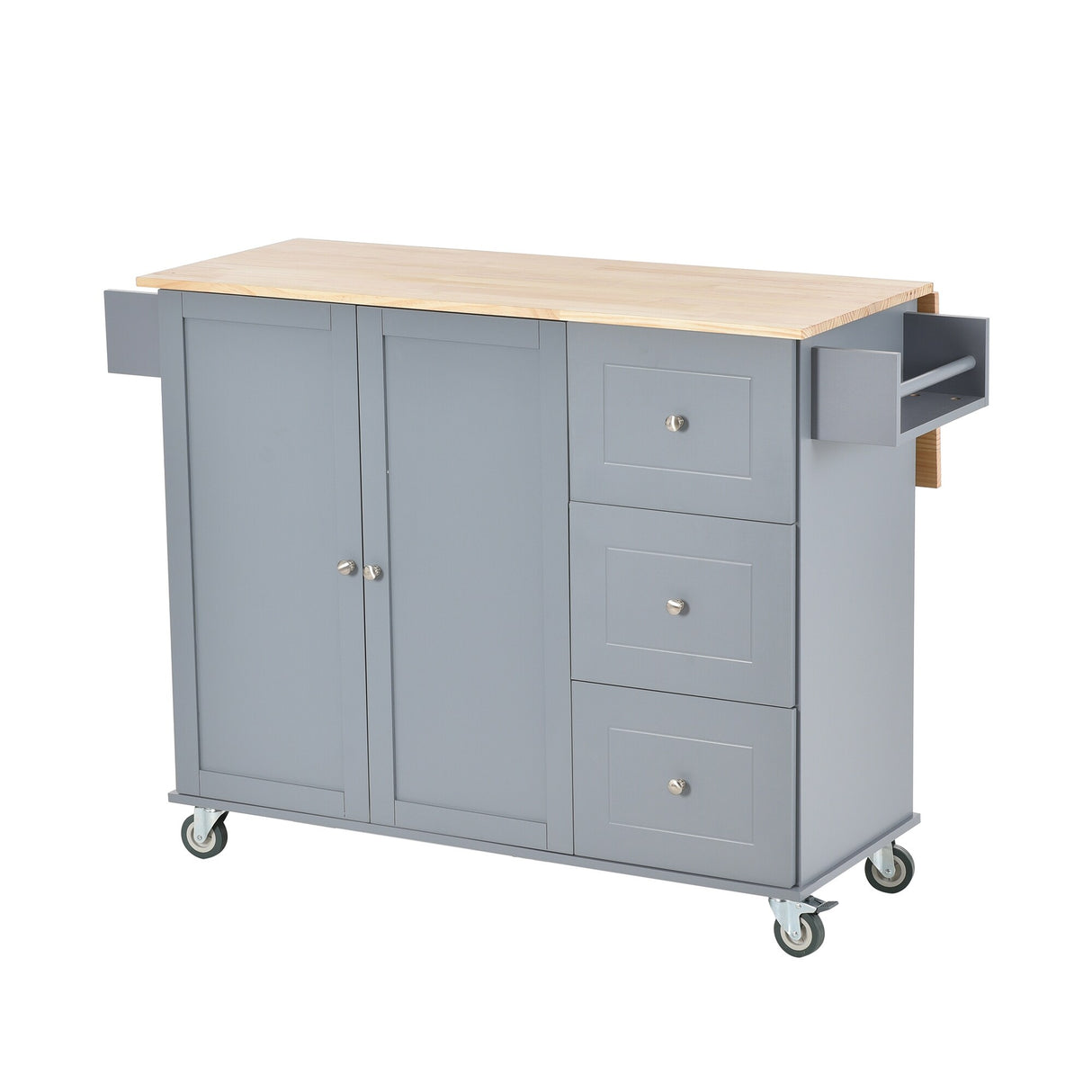 Rolling Mobile Kitchen Island with Solid Wood Top and Locking Wheels ...