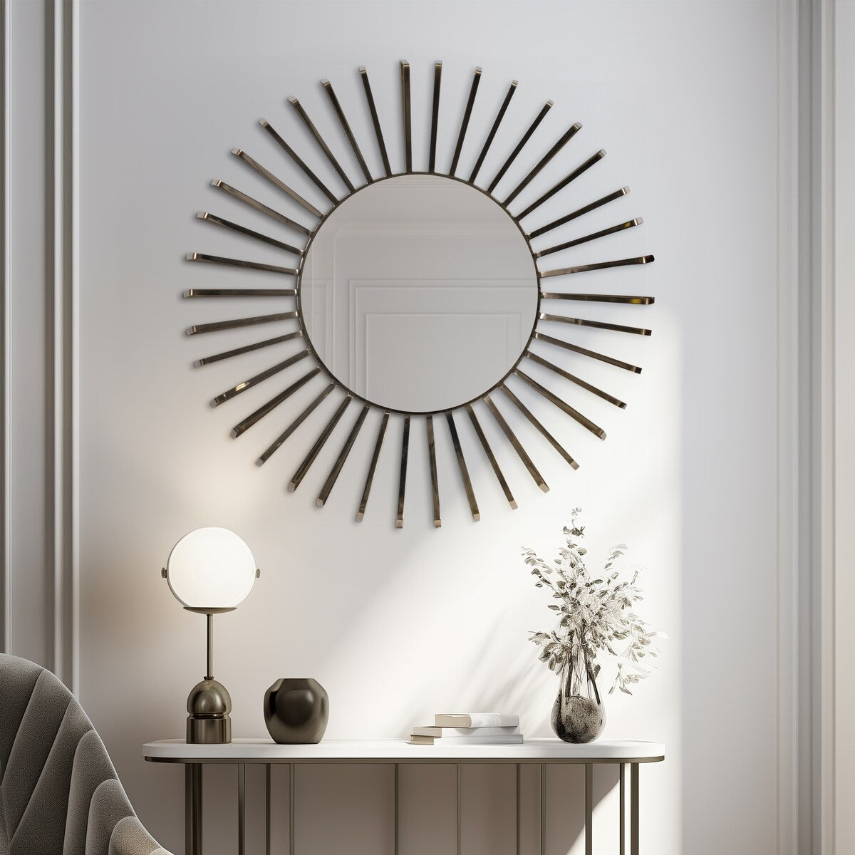 Sagebrook Home Modern 36 Inch Gold Metal Sun Burst Wall Mirror - 36