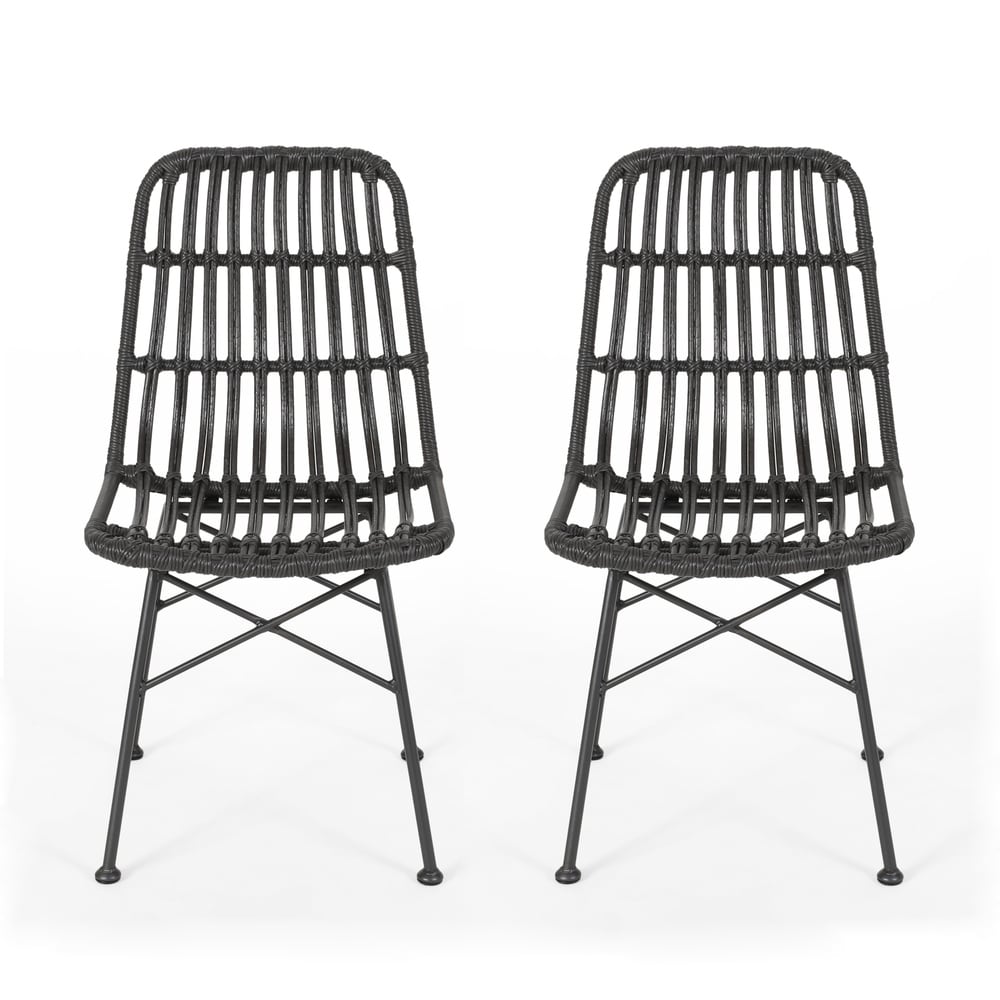 Sawtelle Outdoor Wicker Dining Chairs (Set of 2) by Christopher Knight Home