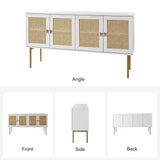Selamat Modern Rattan Storage 4 doors Sideboard Cabinet with Adjustable Shelves By HULALA HOME