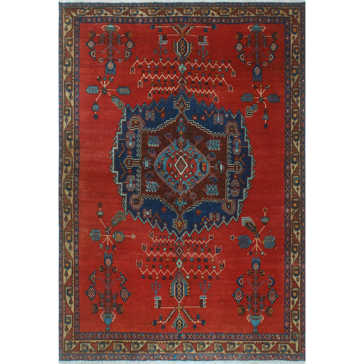 Semi-Antique Jorge Red/Ivory Rug - 5'2