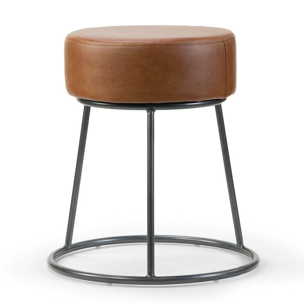 Set of 2 Amie Brown Backless Dining Chair with Gunmetal Grey Frame ...