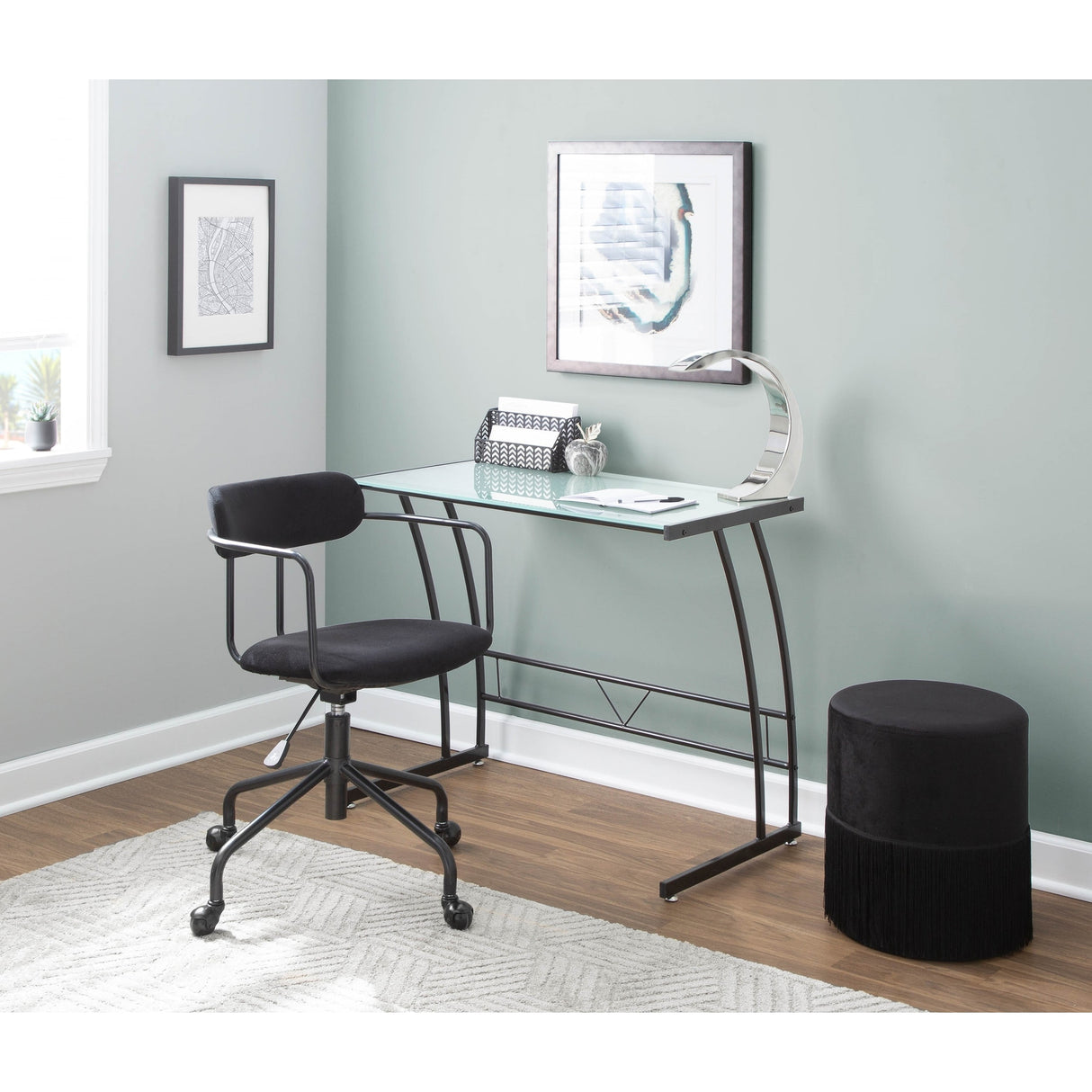 Single Bit Black Workstation Desk