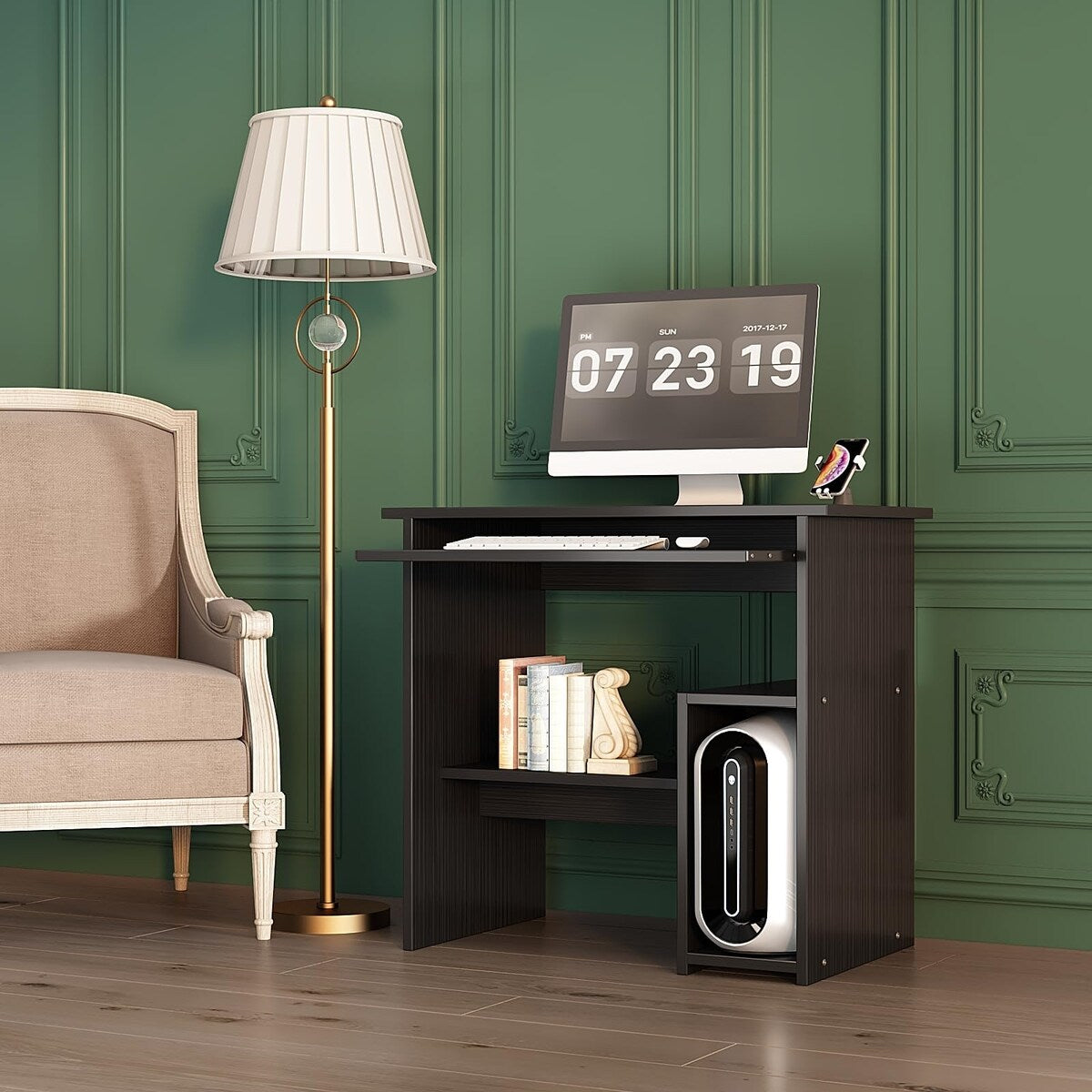 Small Computer Desk for Home Office Compact Desktop PC and Laptop St