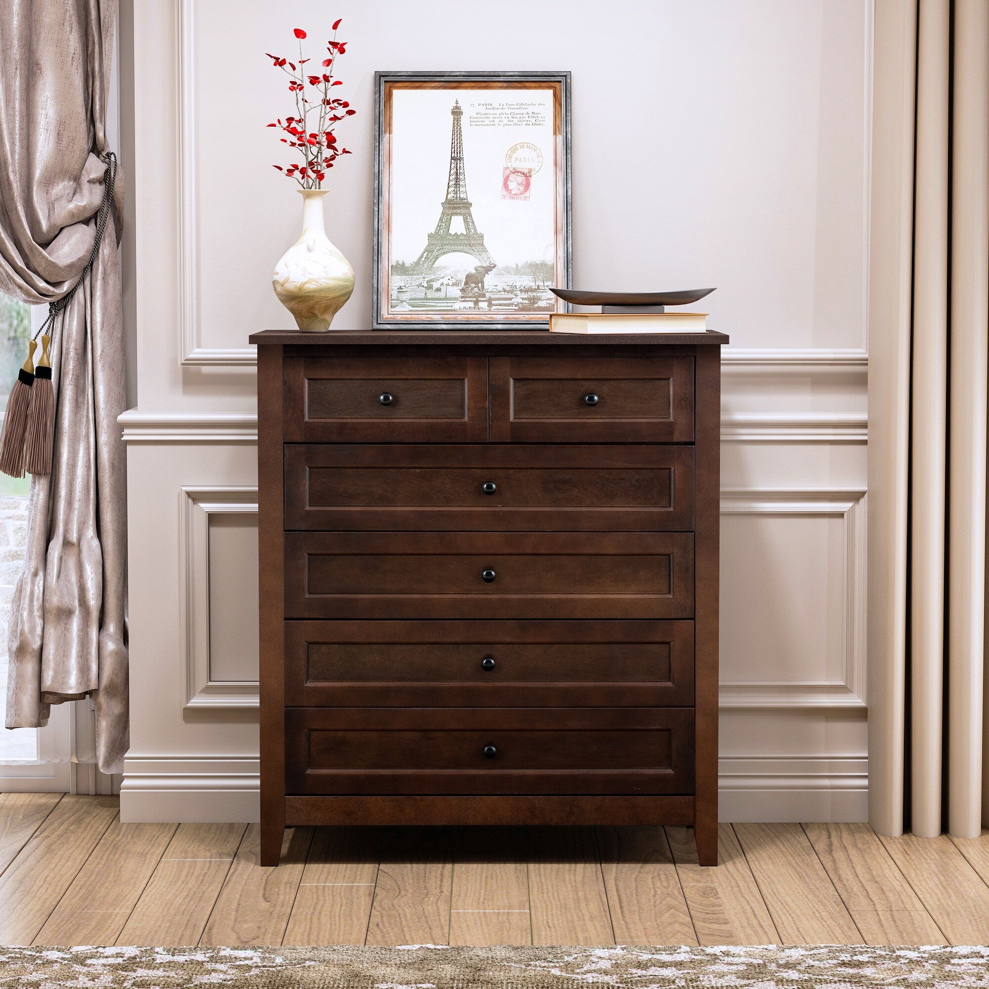 Solid Wood Auburn spray-painted drawer dresser bar,buffet tableware ca ...