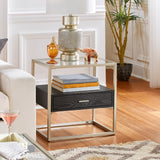 Spumante Champagne Silver Finish End Table with Storage by iNSPIRE Q Bold
