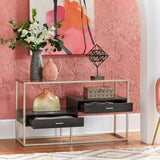 Spumante Champagne Silver Finish Sofa Table with Storage by iNSPIRE Q Bold