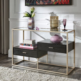 Spumante Champagne Silver Finish Sofa Table with Storage by iNSPIRE Q Bold