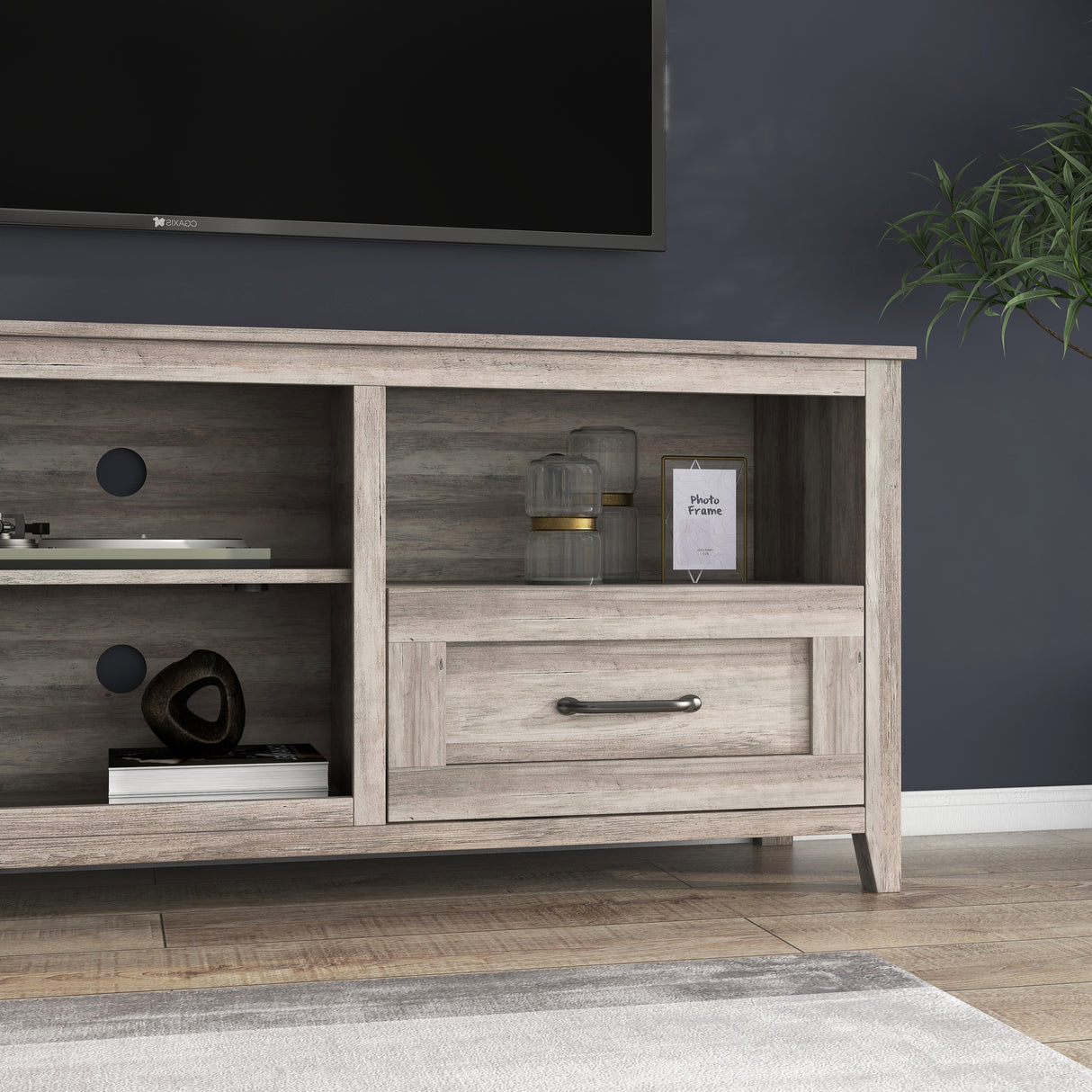 TV Stand with 2 Drawers and 4 High-Capacity Storage Compartment