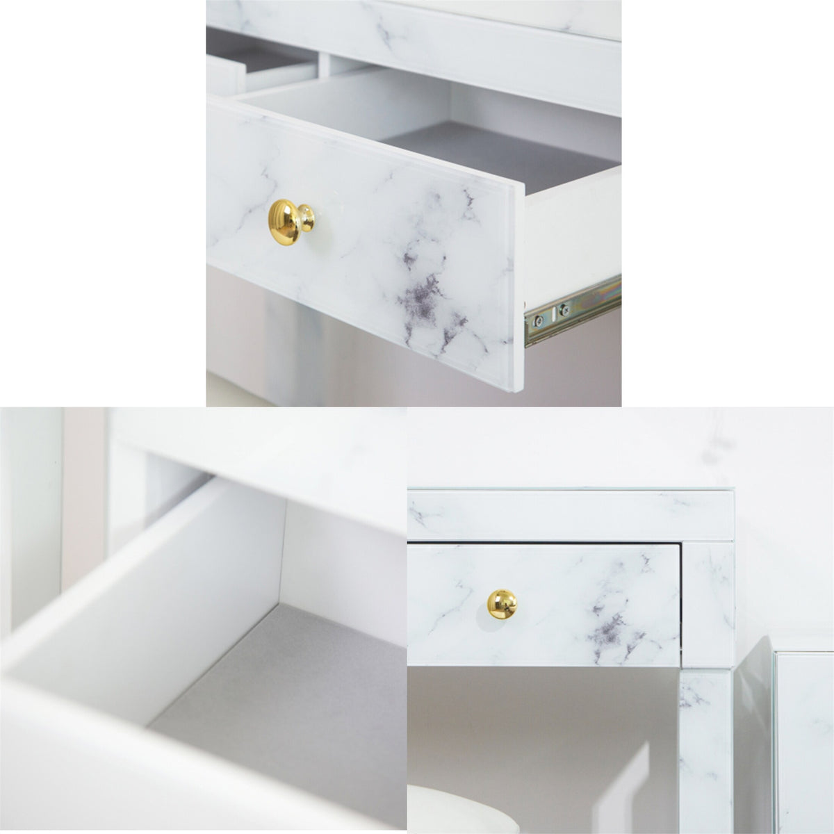 Tempered Glass Marble Texture Dressing Table – Overstock
