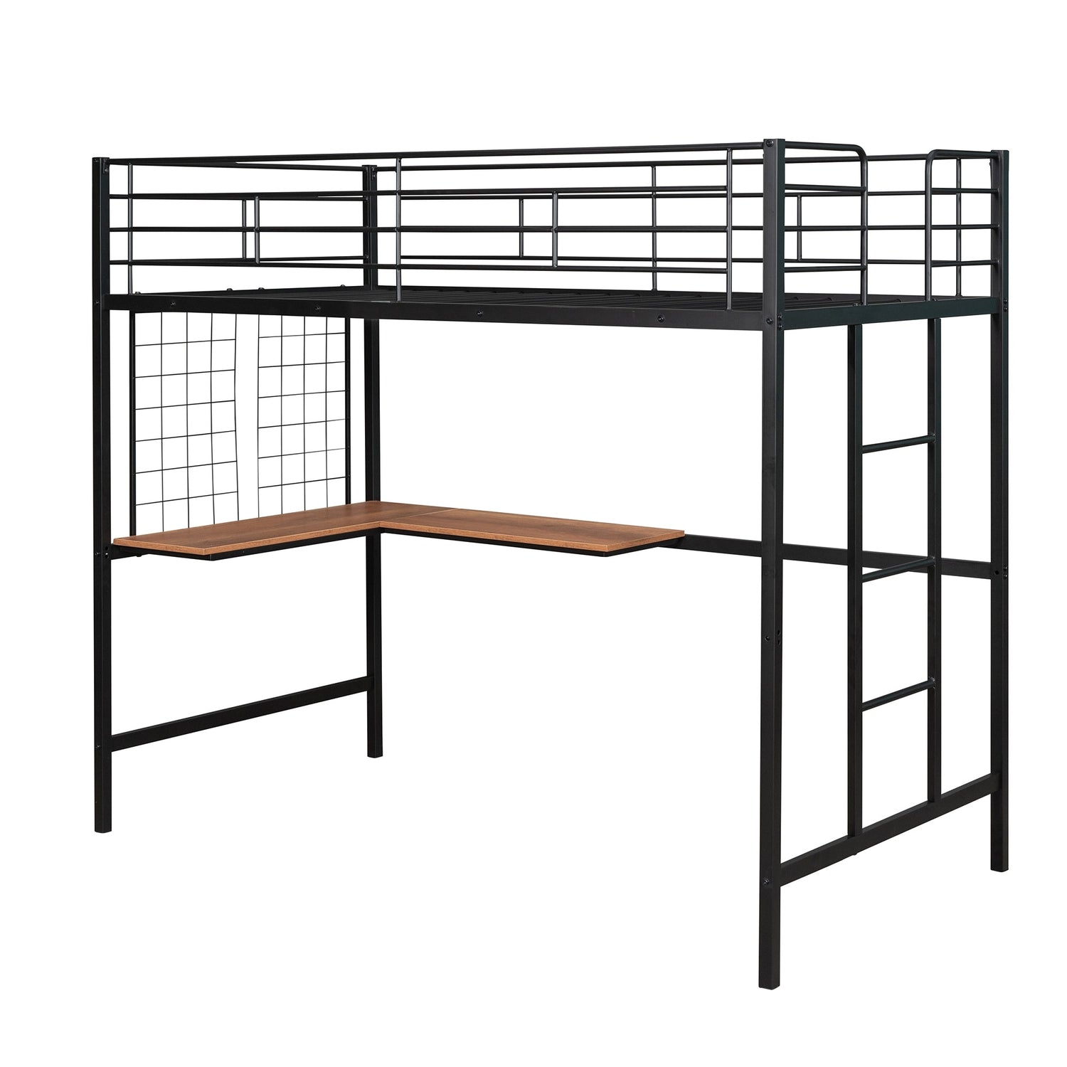 Twin Size Metal Loft Bed with Desk,Metal Grid for Kids Teens Bedroom ...